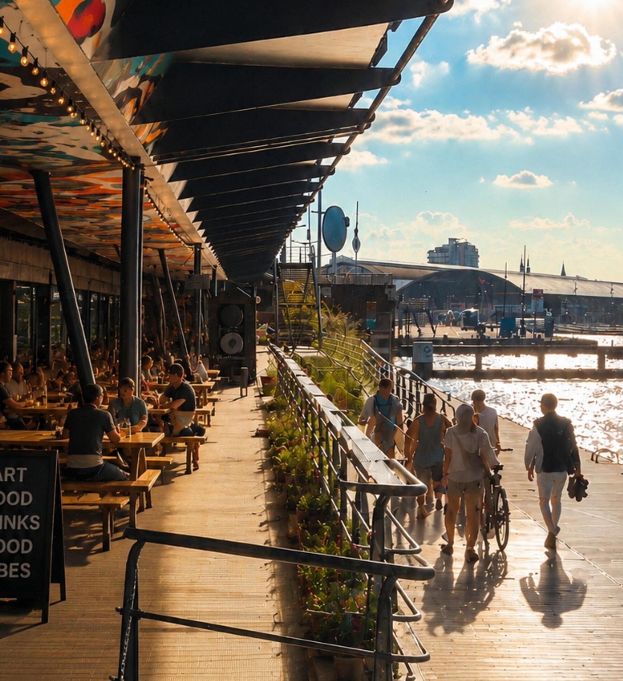 Overdekt terras aan het IJ